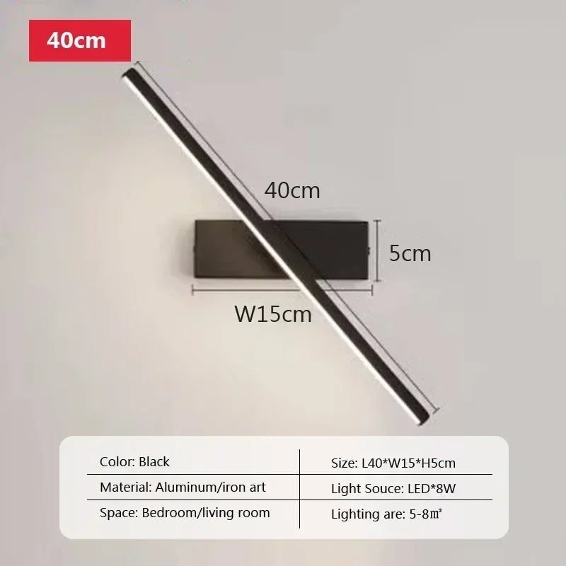 Modern Rotatable LED Wall Light – Sleek Mirror Lamp for Bathroom & Bedroom