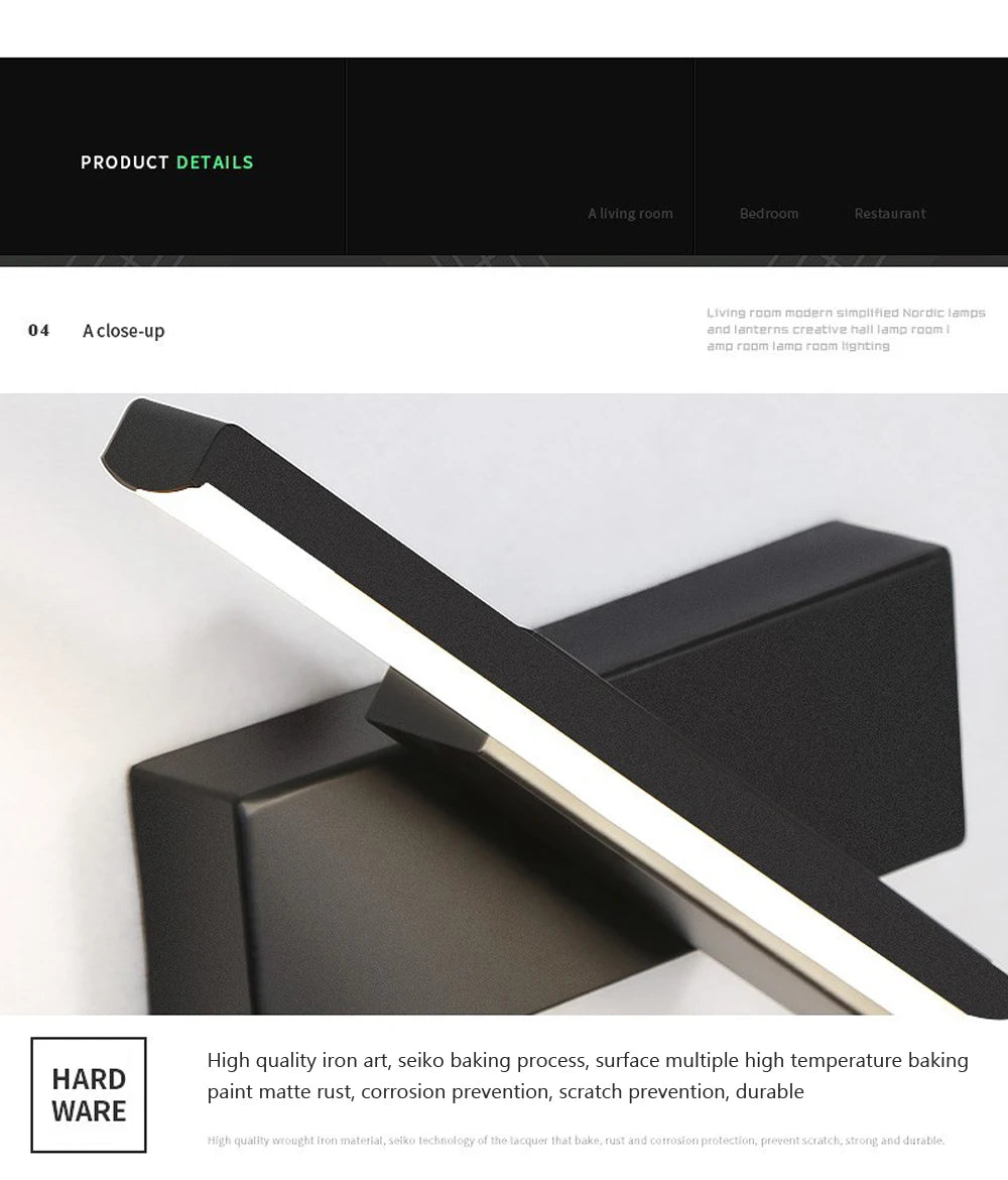 Modern Rotatable LED Wall Light – Sleek Mirror Lamp for Bathroom & Bedroom