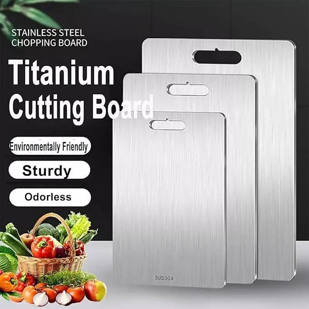 Titanium Stainless Steel Cutting Board – Double-Sided 304 Steel