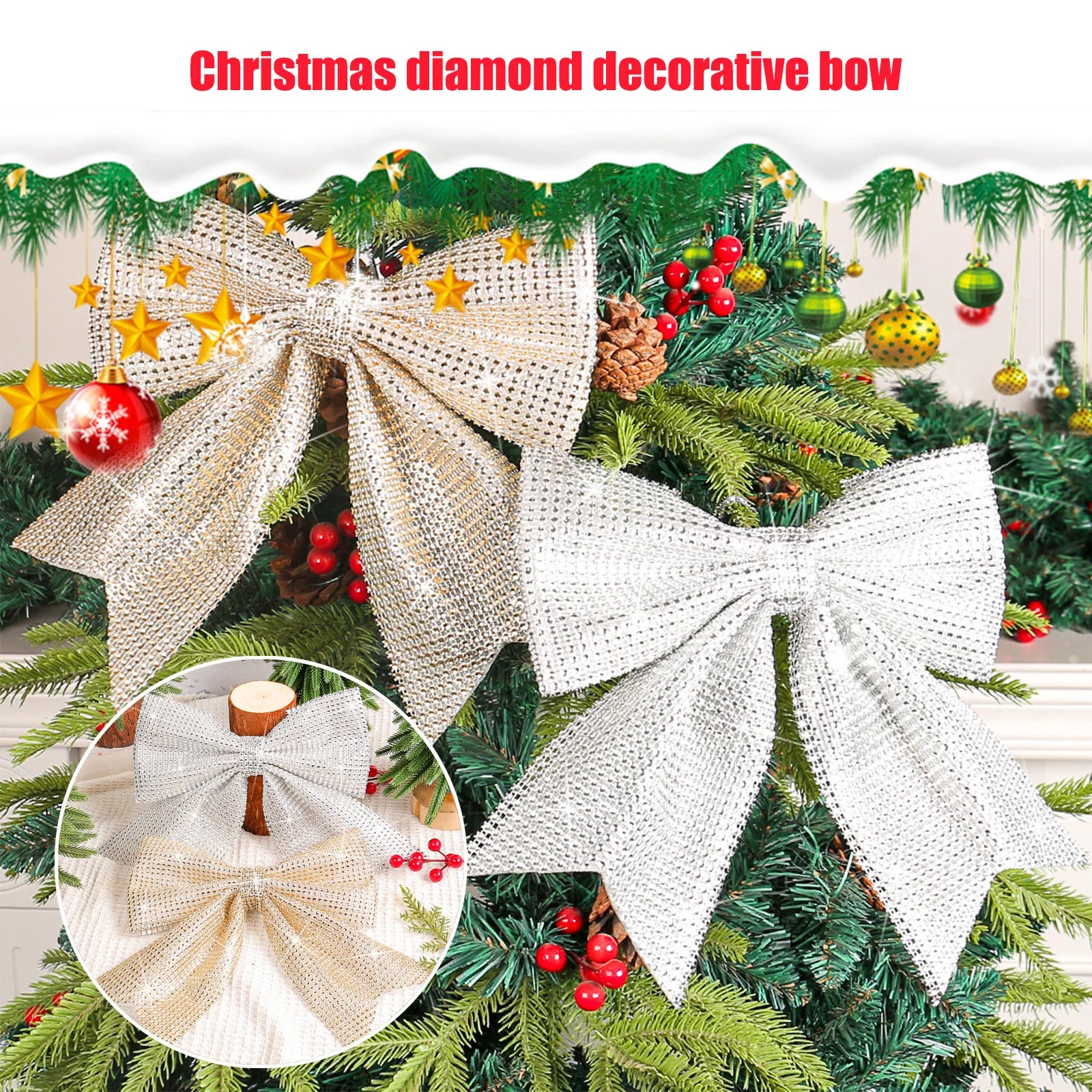 Christmas Rhinestone Bow Ornament