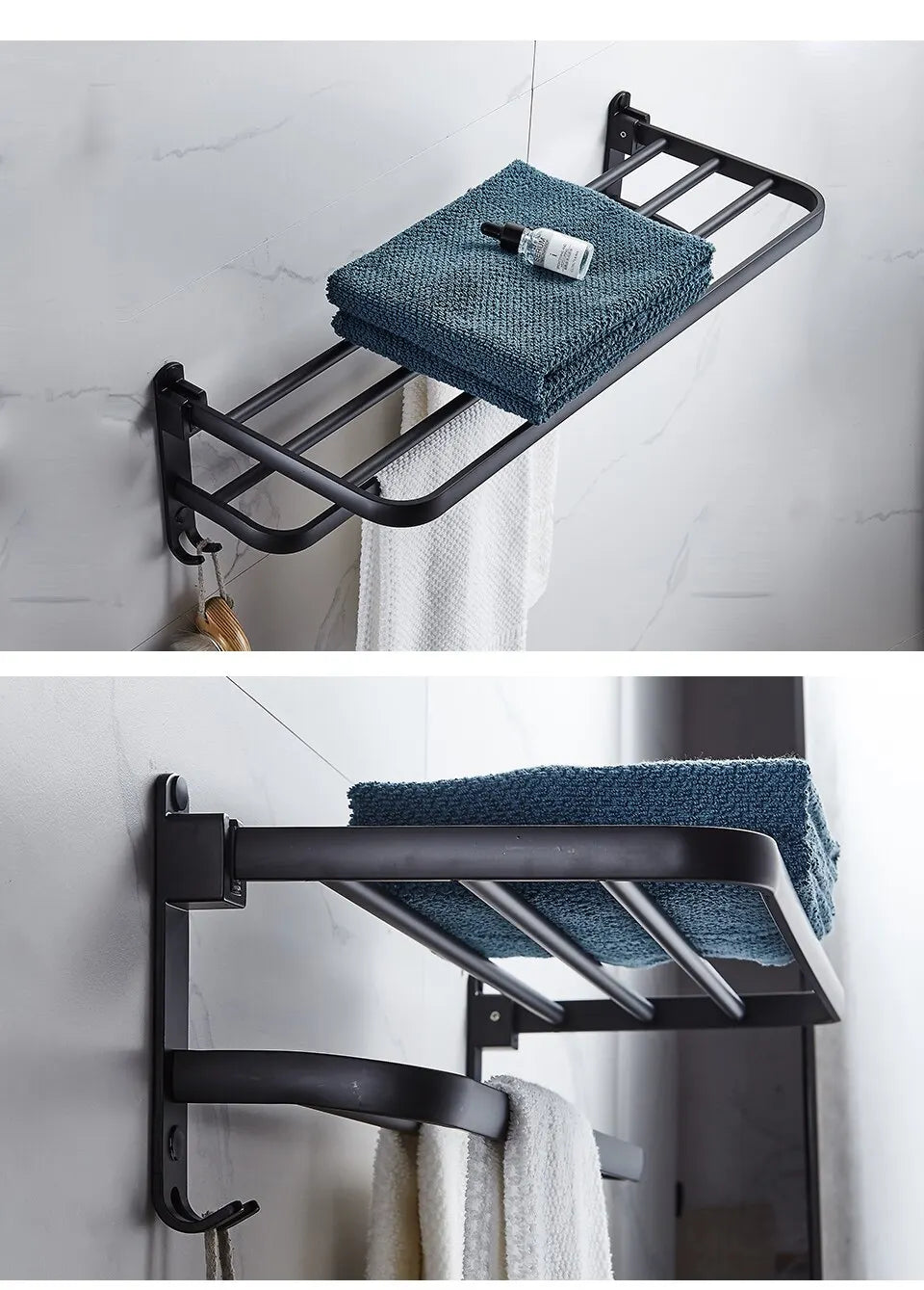 Matte Black 50CM Towel Holder With Hook