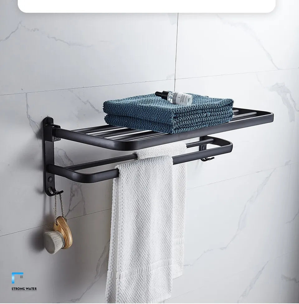 Matte Black 50CM Towel Holder With Hook