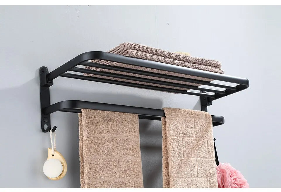 Matte Black 50CM Towel Holder With Hook