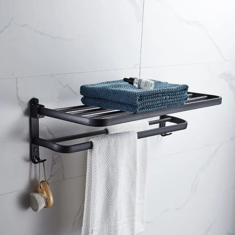 Matte Black 50CM Towel Holder With Hook