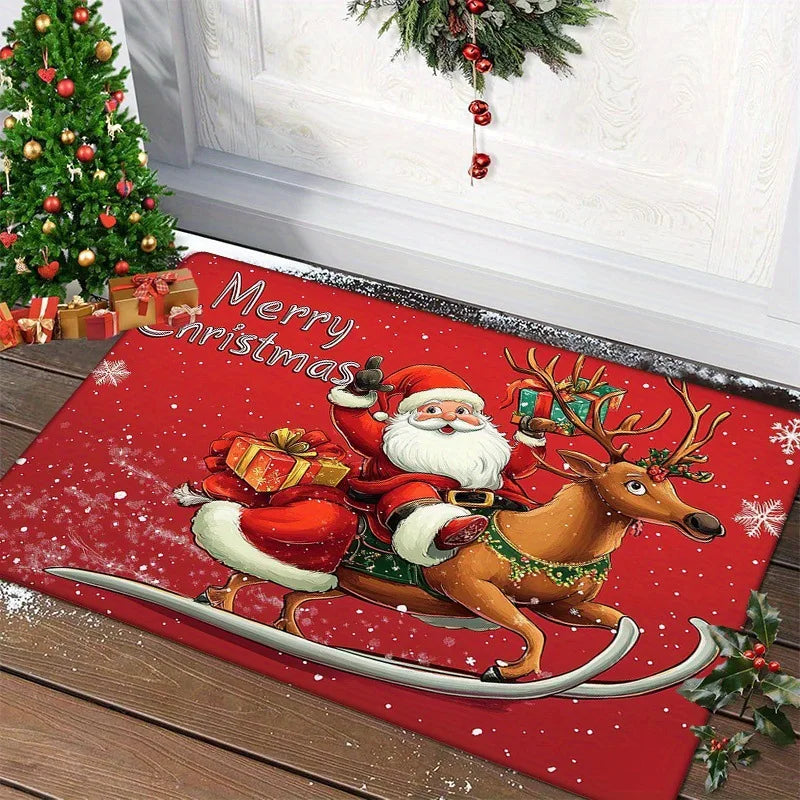 Christmas Door Mat Red Santa Claus Outdoor and indoor Gingerbread Man Carpet