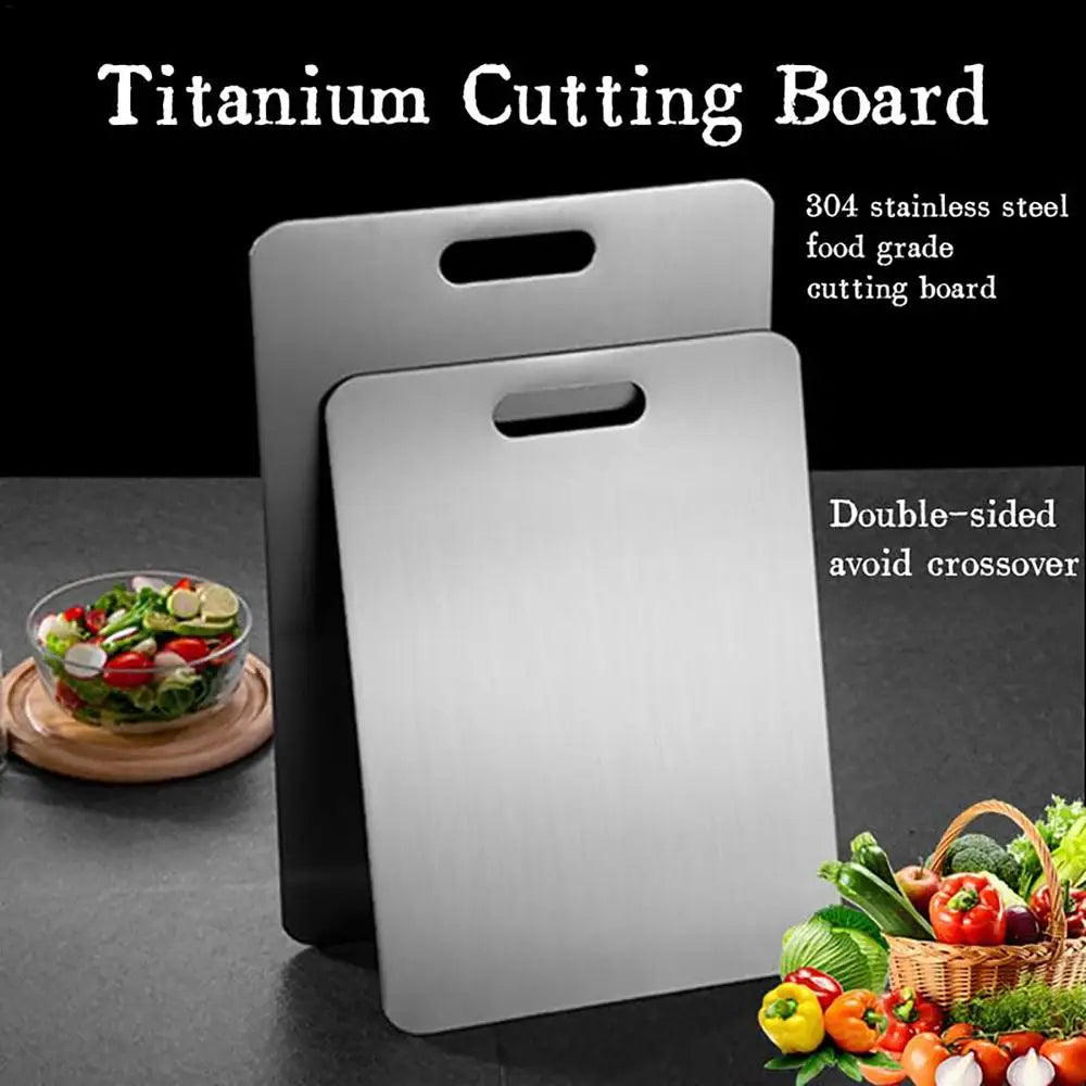 Titanium Stainless Steel Cutting Board – Double-Sided 304 Steel