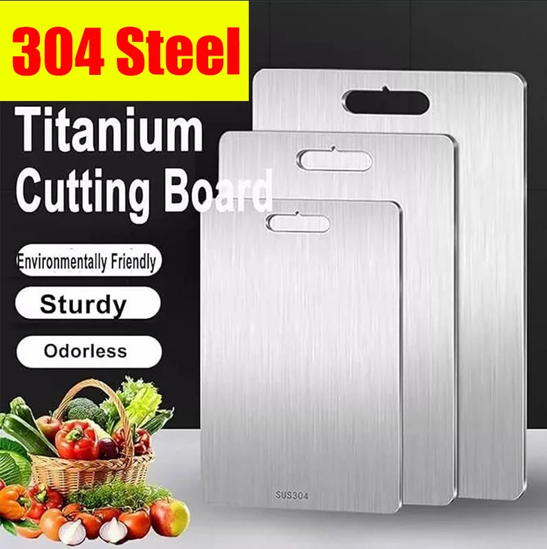 Titanium Stainless Steel Cutting Board – Double-Sided 304 Steel